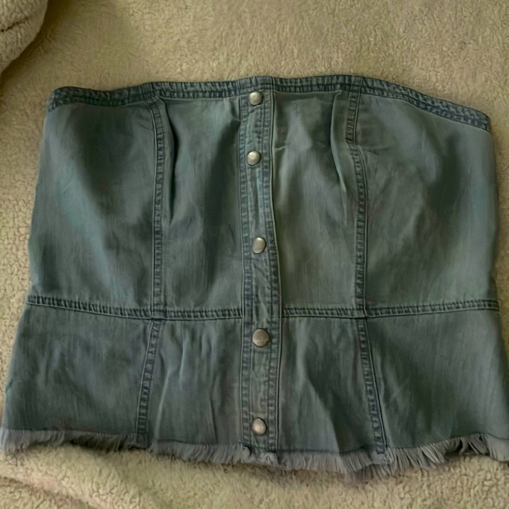 New express light blue jean bustier size L